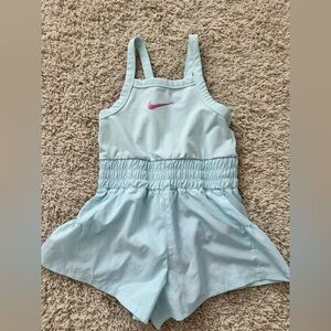 Nike Light Blue Romper with Pink Logo
